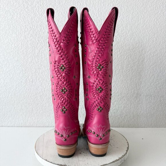 Lane COSSETTE Hot Pink Cowboy Boots Western Cowgirl Tall Snip Toe Womens Size 7 - Picture 3 of 11